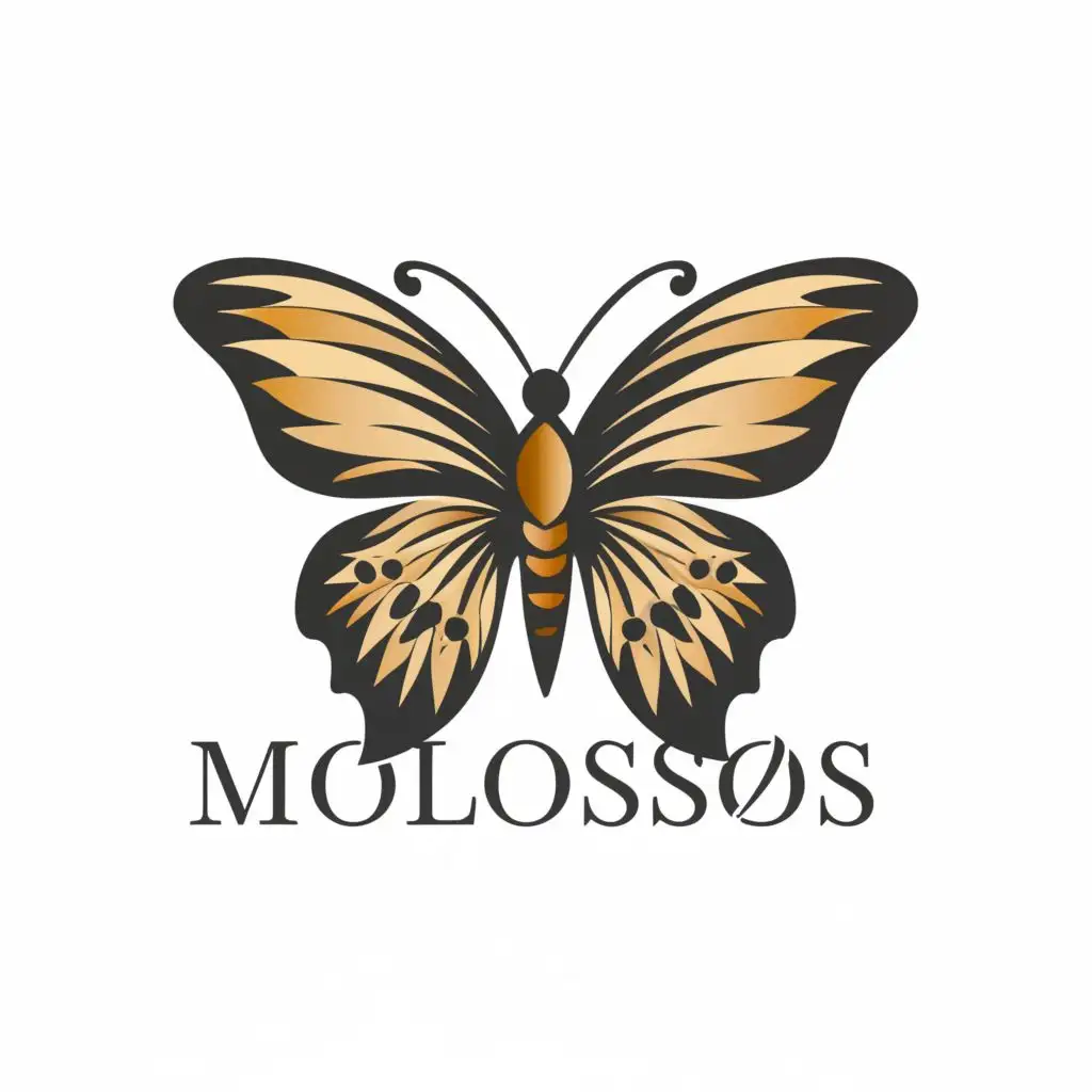 logo, butterfly, with the text "Molossos", typography