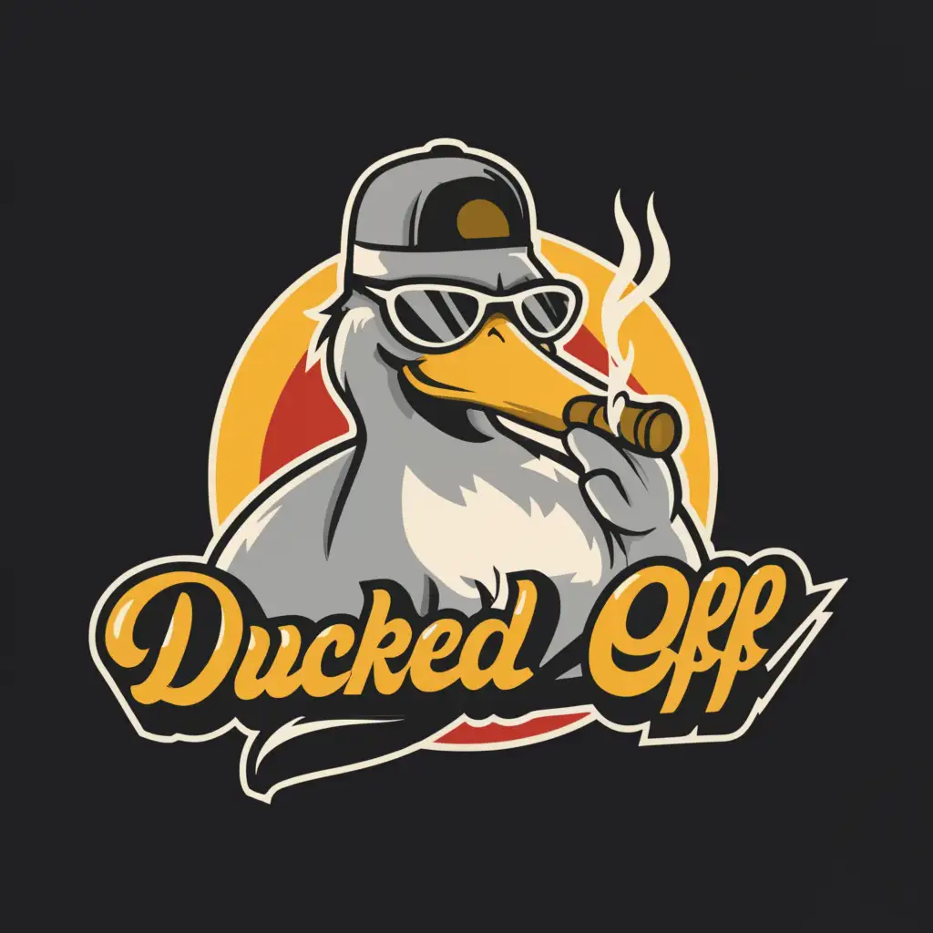 LOGO-Design-For-Ducked-Off-Sophisticated-Duck-Smoking-Cigar-on-Clear-Background