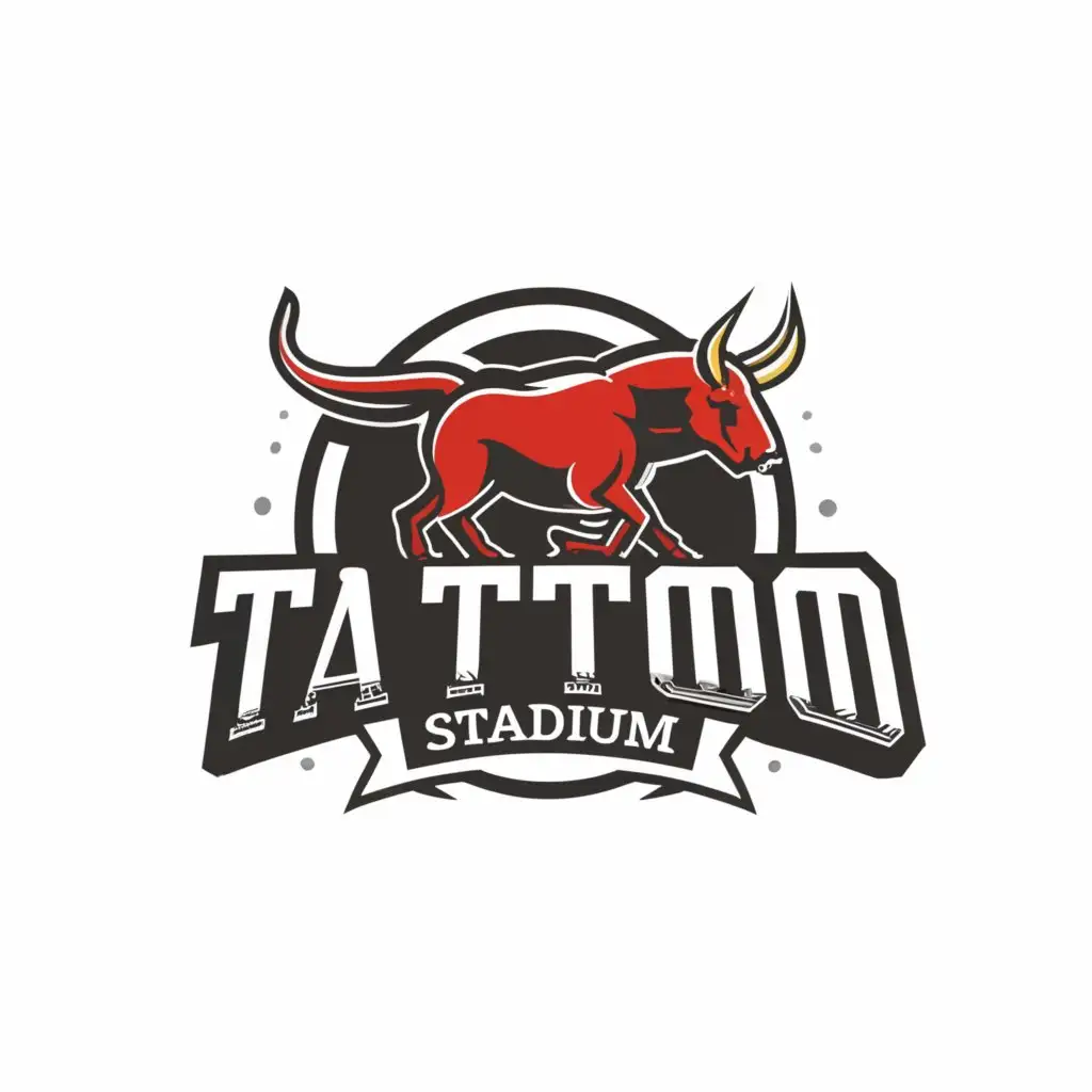 LOGO-Design-For-Tattoo-Stadium-Bold-Bull-Symbol-on-a-Clear-Background