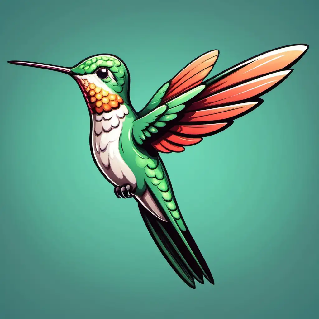 Playful Cartoon Hummingbird in Vibrant Colors