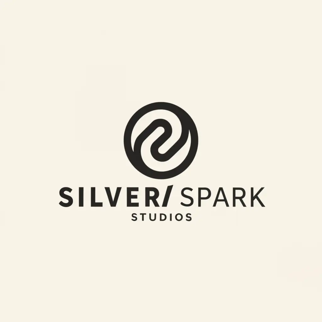a logo design,with the text 'Silver Spark Studios', main symbol:simple circle cut in a curve half,Minimalistic,clear background