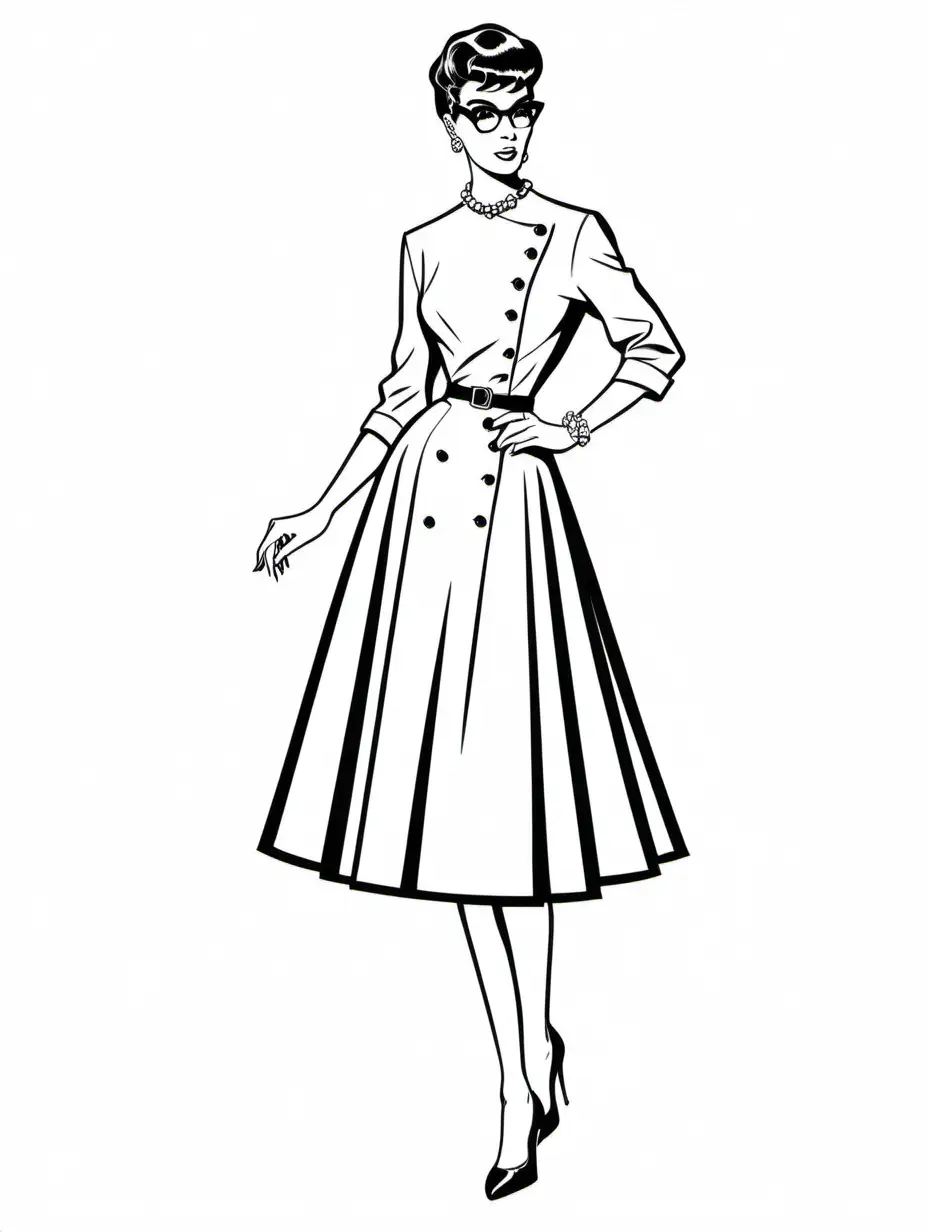 Fashionable Edith Head Designer Dress with Sleeves Coloring Page