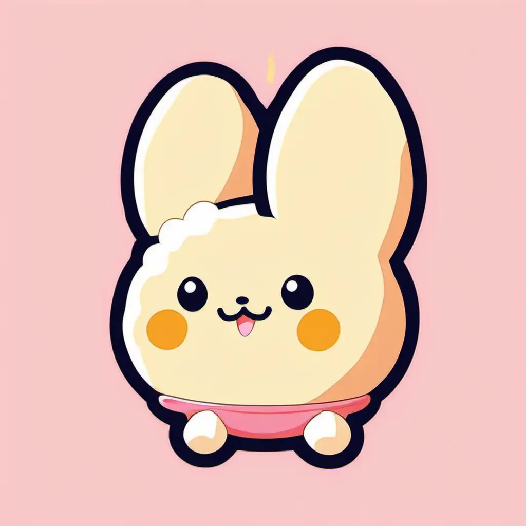 Adorable Flat Vector Illustration of a Kawaii Rabbit in Pastel Colors