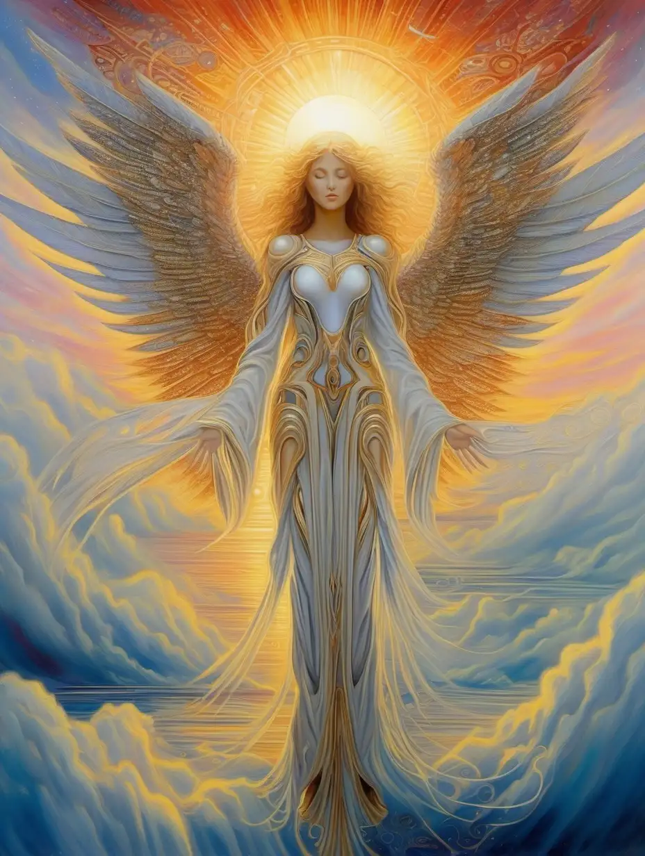 Futuristic Angel at Sunrise Artwork
