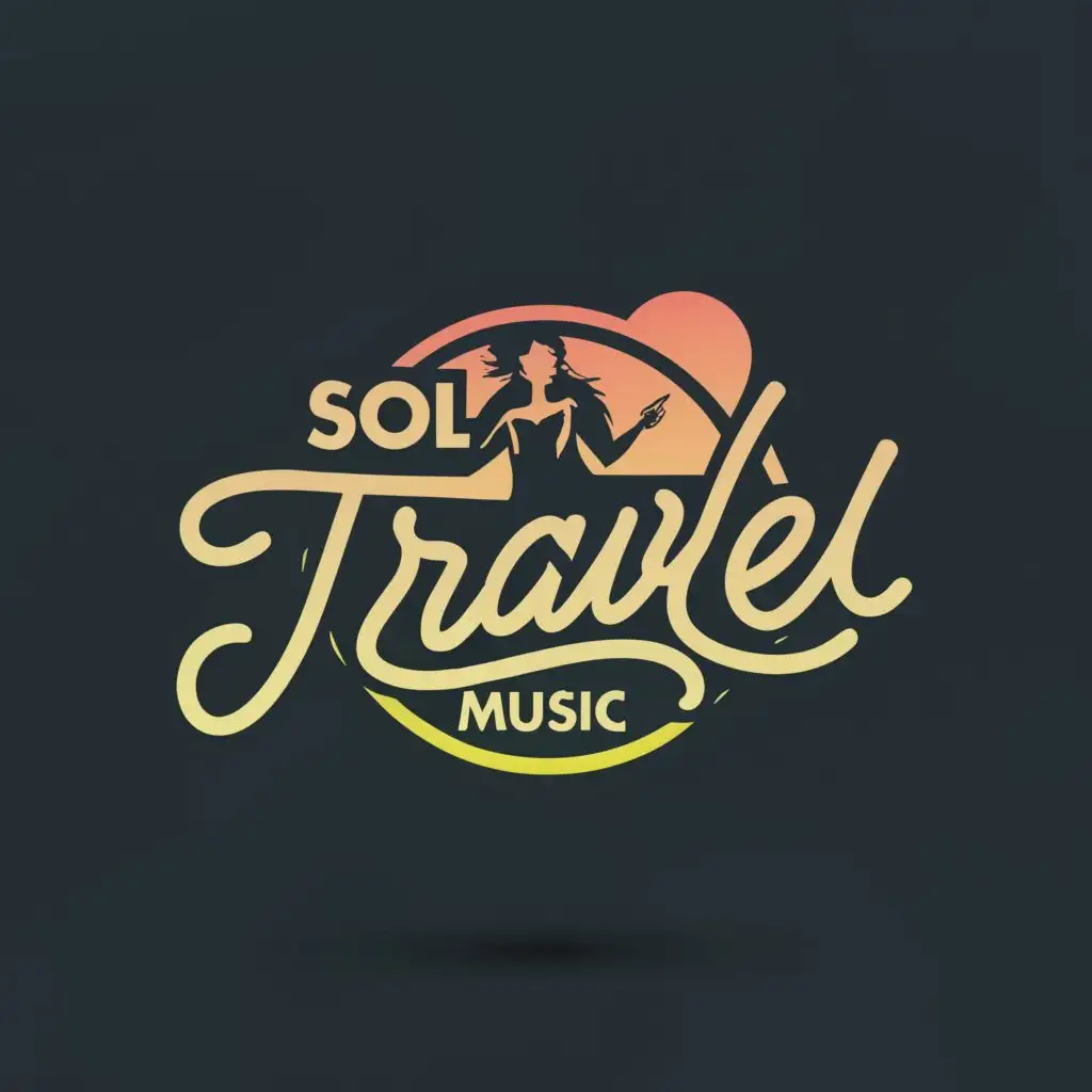 logo, solo female travel music, with the text "SOLO Travel Music", typography, be used in Entertainment industry