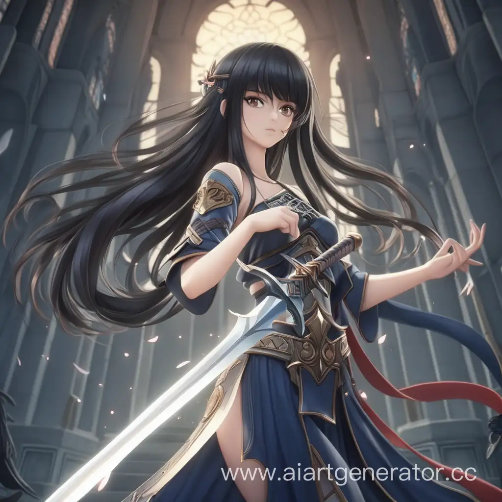 art goddess of swords anime dark-haired