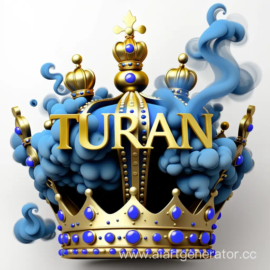 text "Turan"on the crown with blue smoke and golden pieces