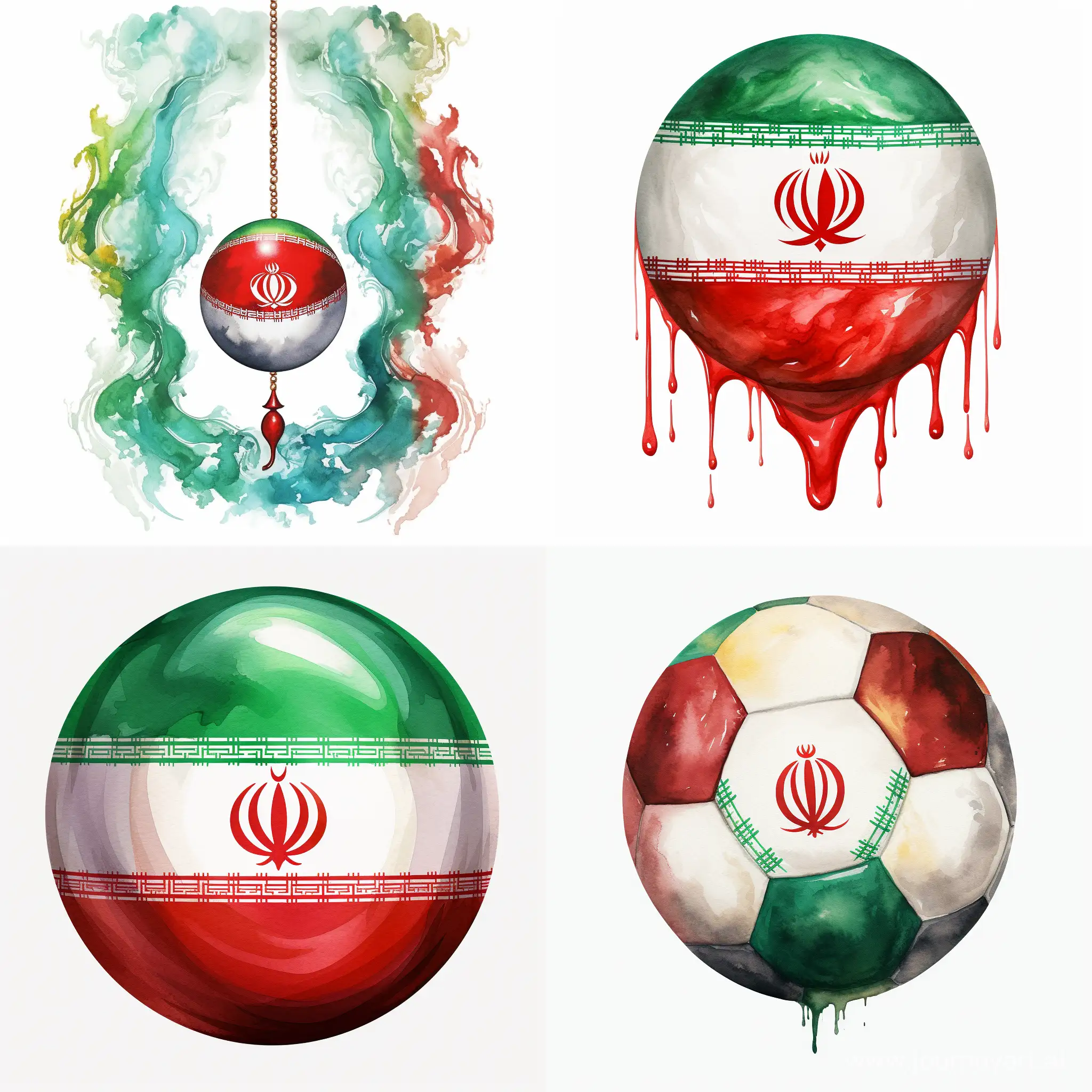 Iranian-Flag-Reflection-in-Watercolor-Ball-Art