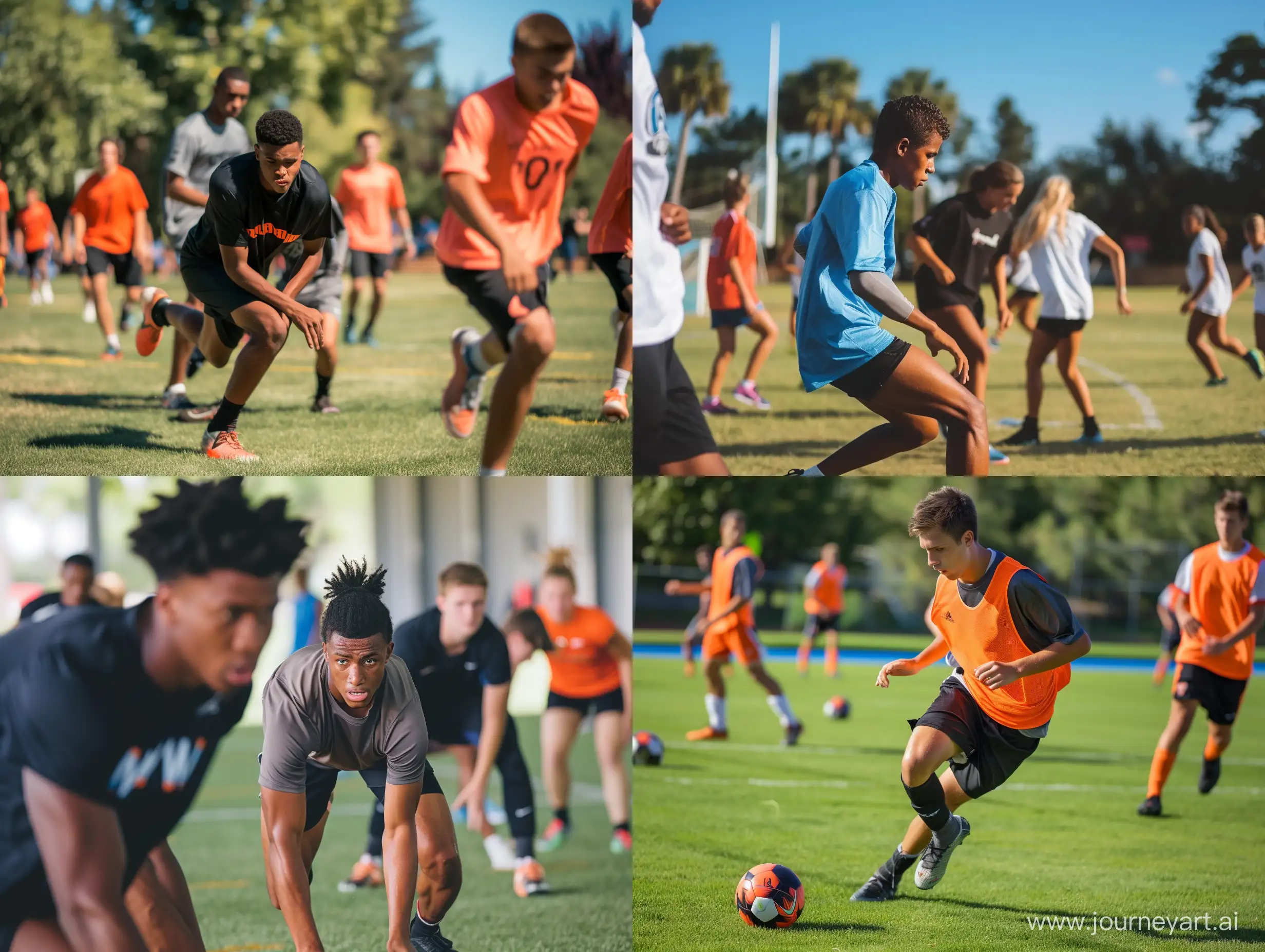 Images showing players honing their skills and working on technique can promote the idea of education and growth within the camp.