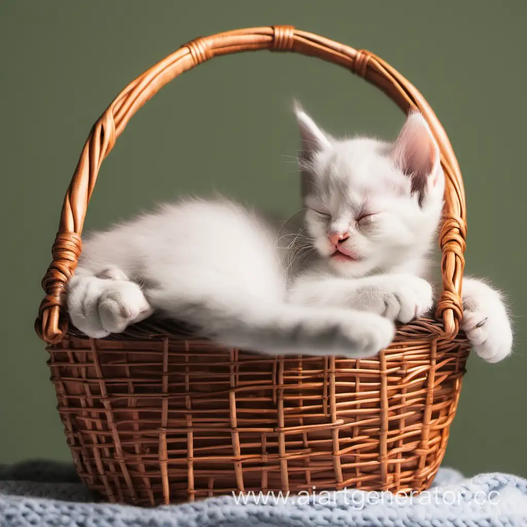 Adorable-Kitten-Sleeping-Peacefully-in-a-Cozy-Basket