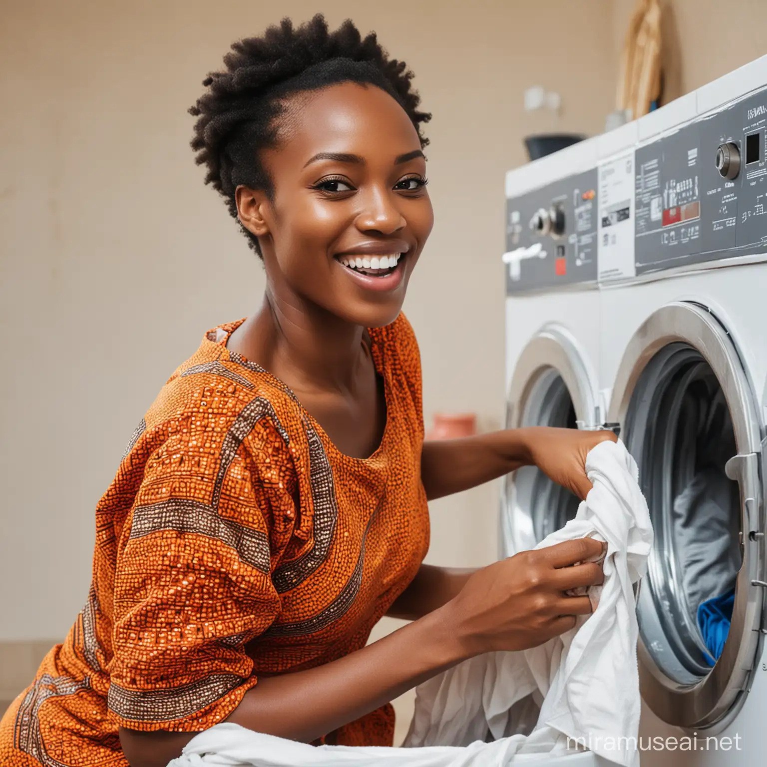 African woman doing laundry