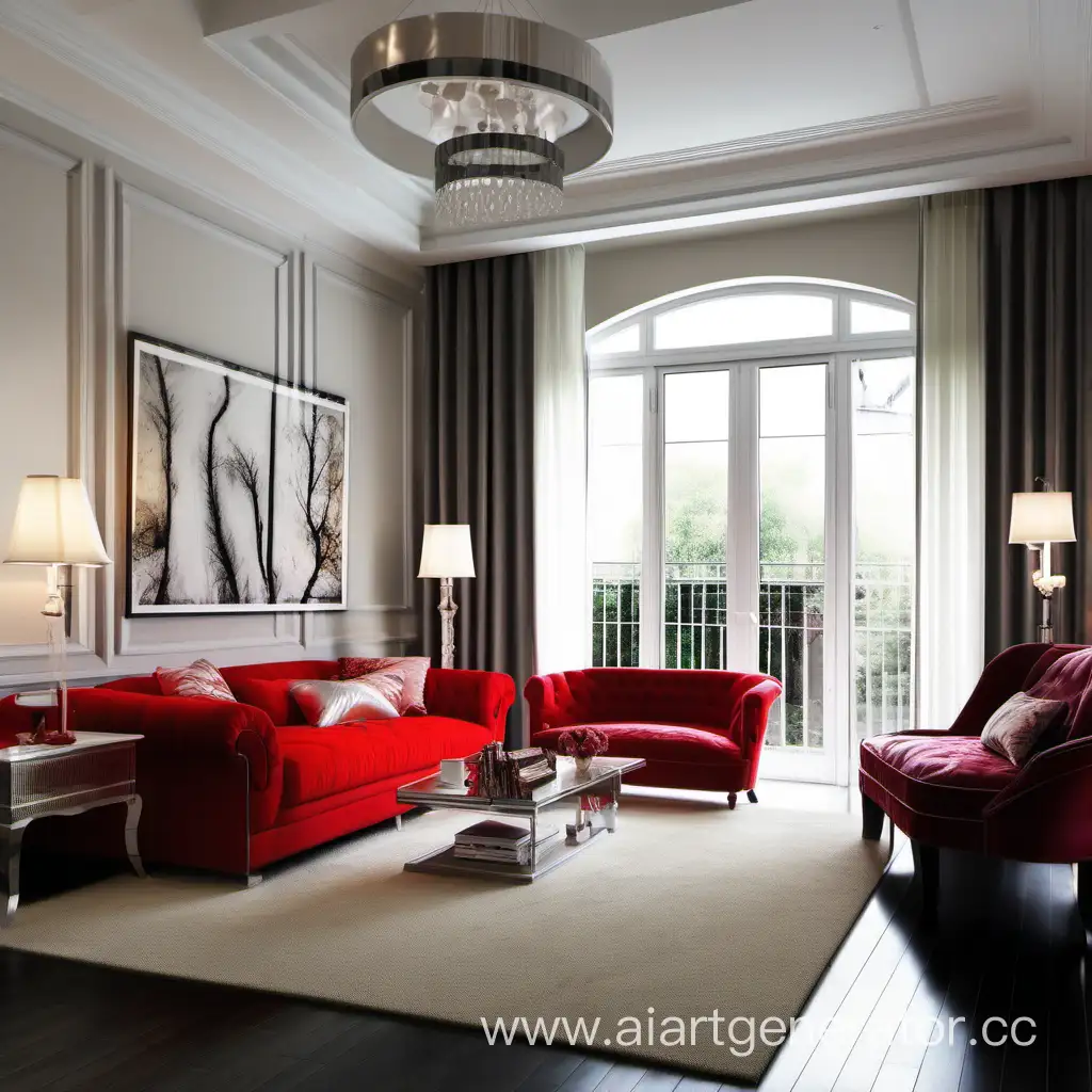 Elegant-Bedroom-Design-Featuring-a-Striking-Red-Sofa