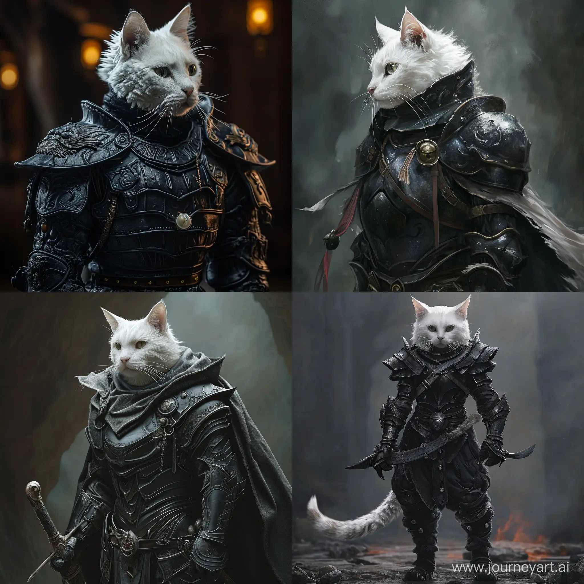 Majestic-White-Cat-Warrior-in-Black-Armor
