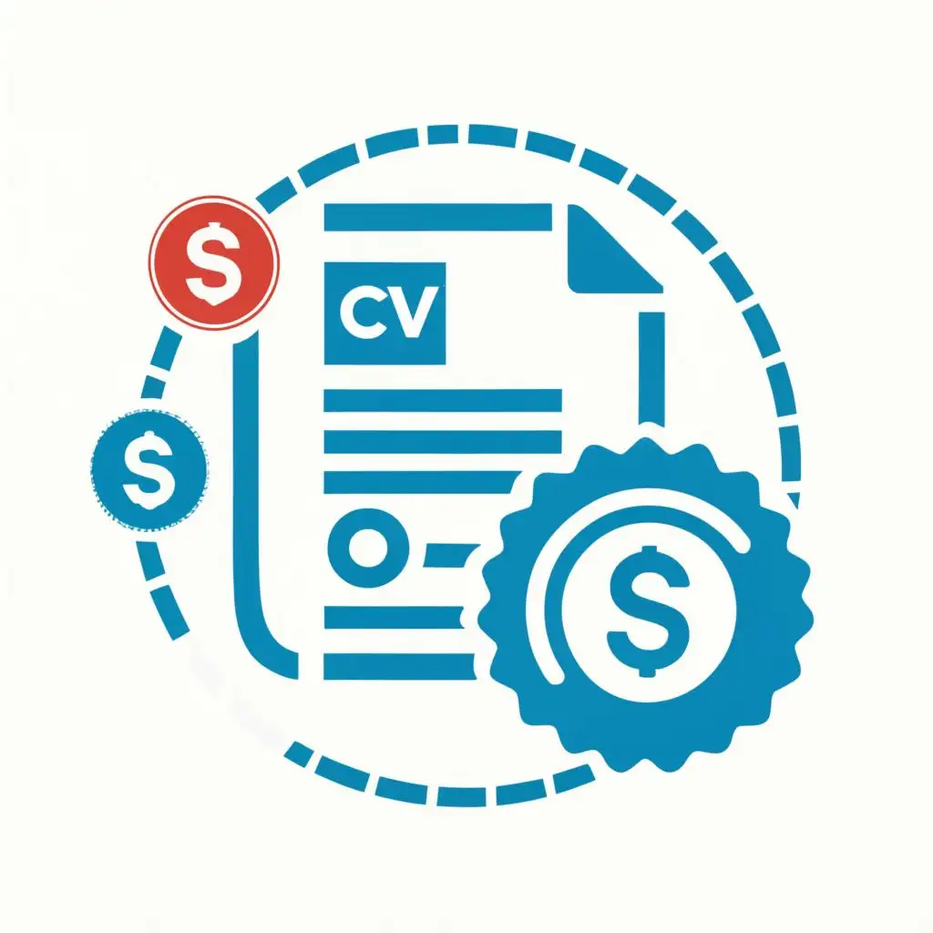 logo, CV and financial chart, with the text "Cashvester", typography