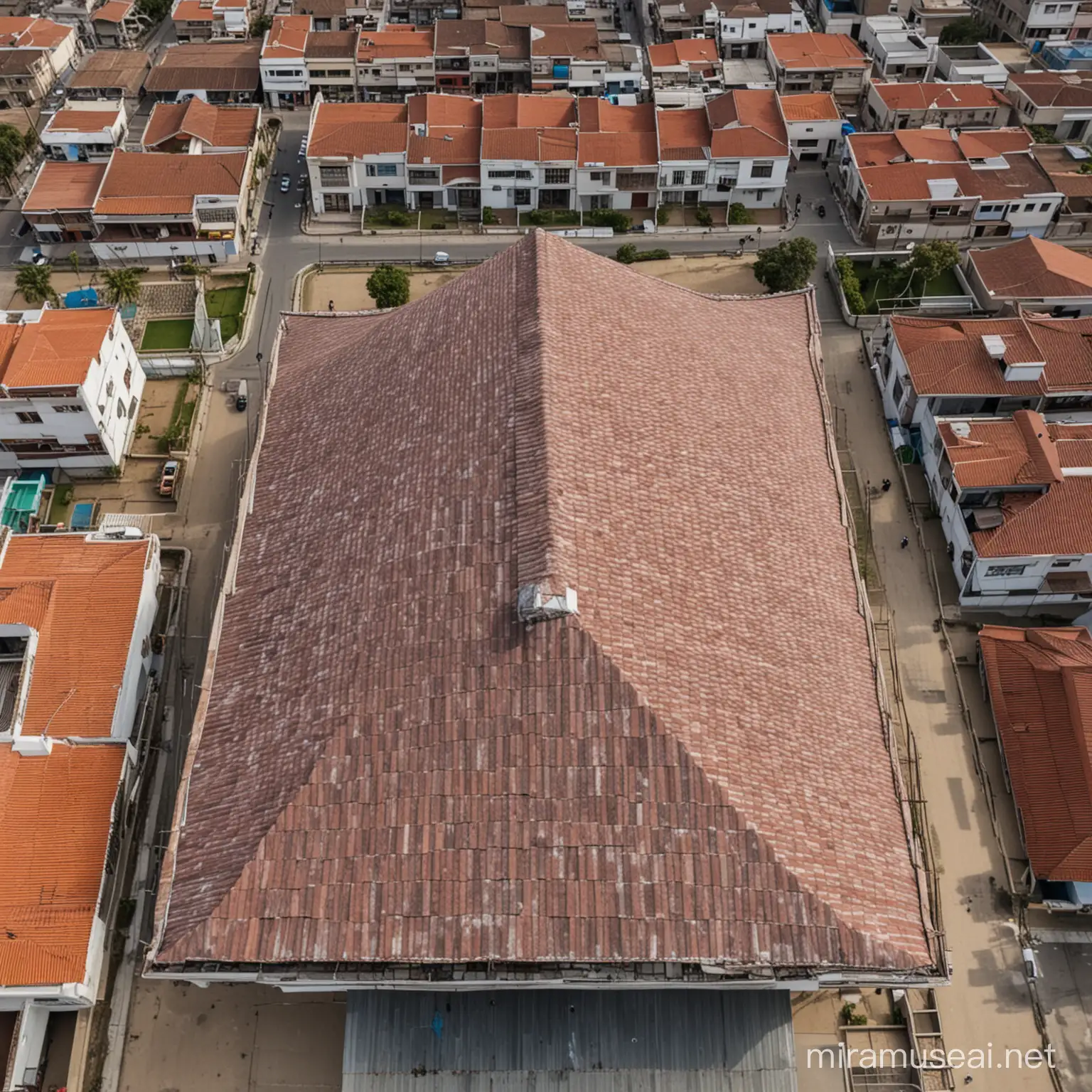 Aerial View of Lima Peru Closeup of Modest House Roof in Urban Setting