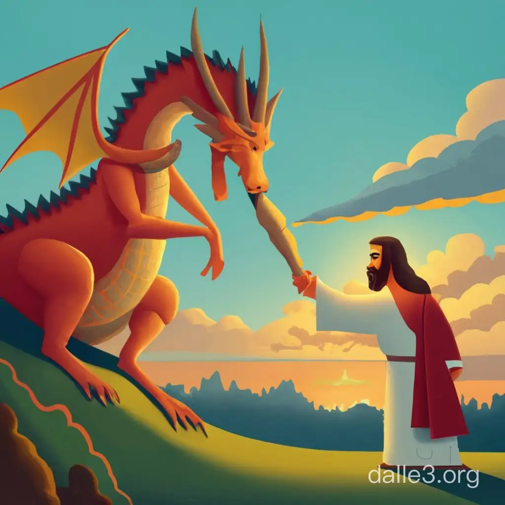 Jesus strokes dragon 