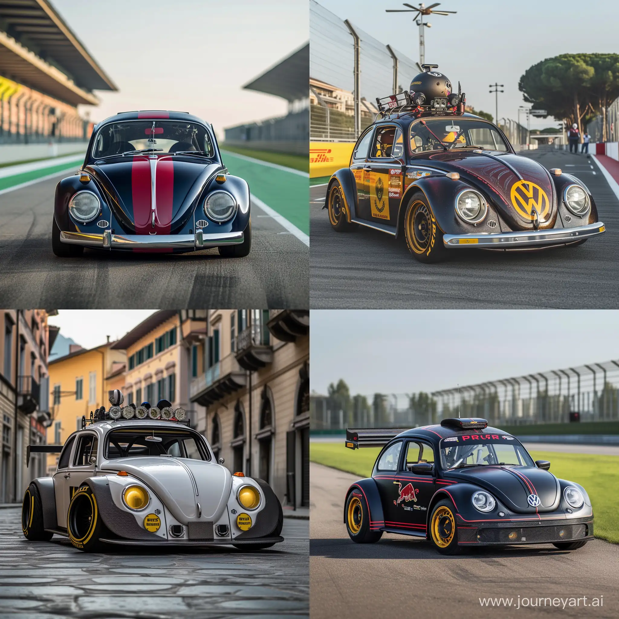 Vintage-VW-Beetle-with-F1-Equipment-at-Imola-Racetrack