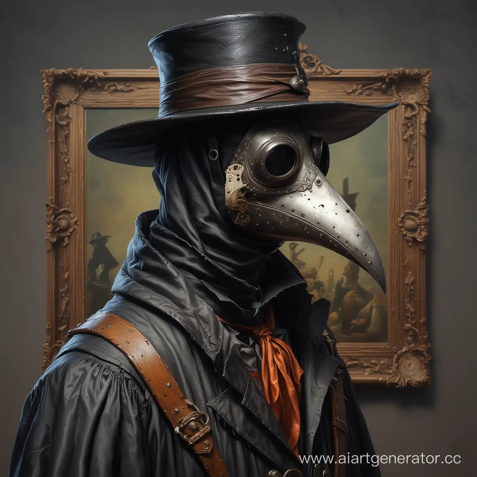 Colorful-Realism-Painting-of-a-Plague-Doctor-with-Exaggerated-Anatomy
