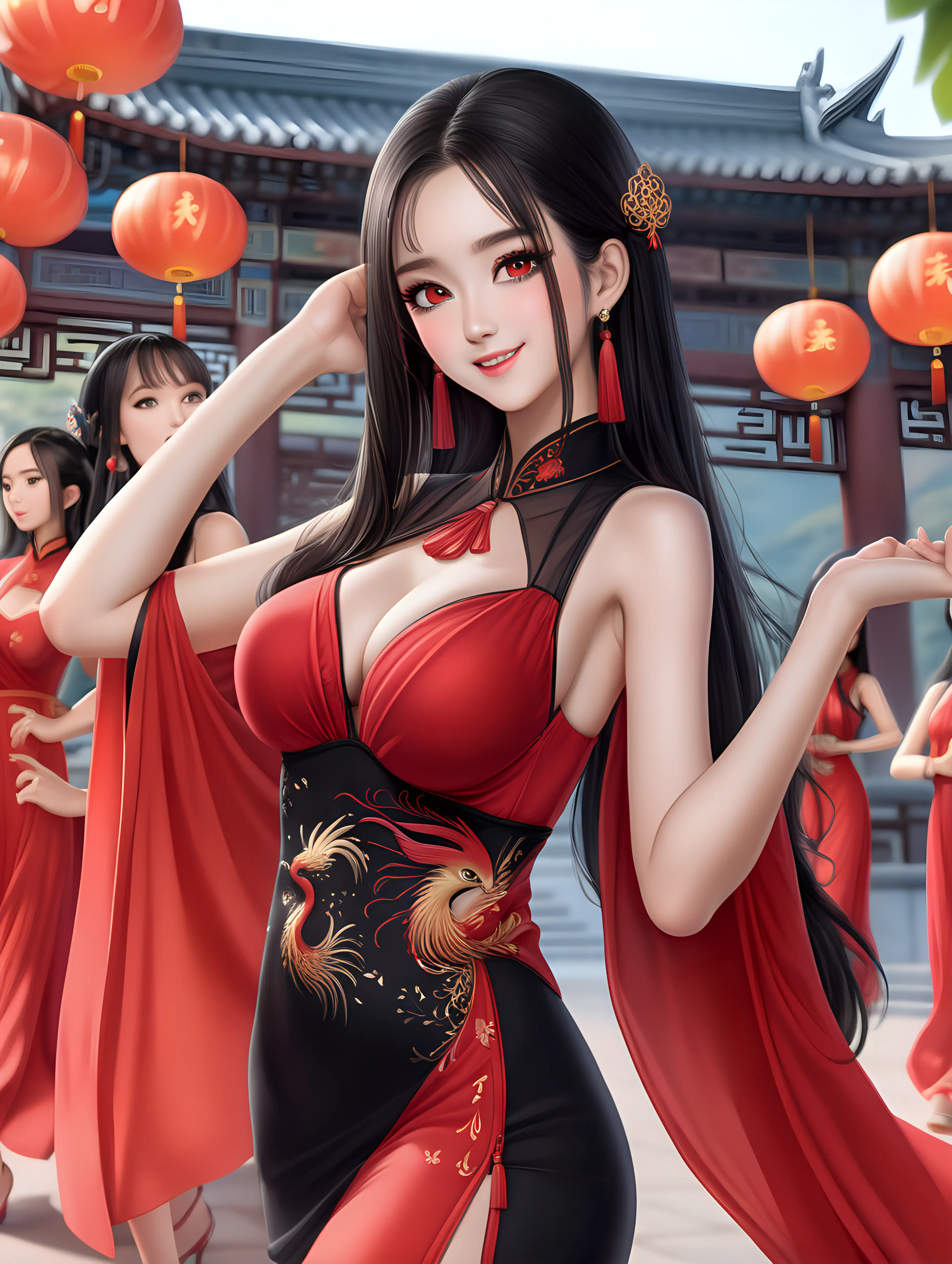 Elegant Wang Ou Inspires with a Modern Dance in Stunning Red Dress