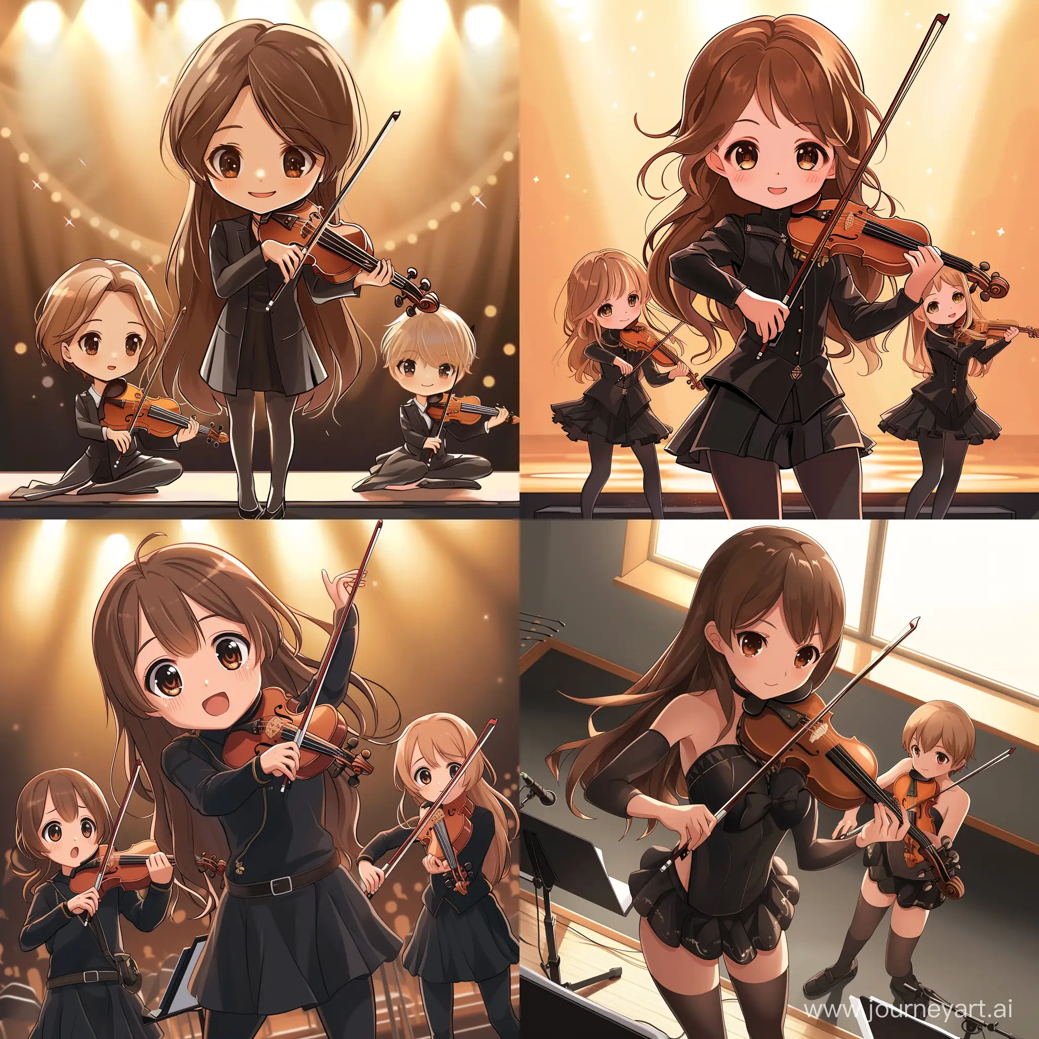 Talented-Duo-in-Concert-Brownhaired-Musicians-on-Stage-with-Violins