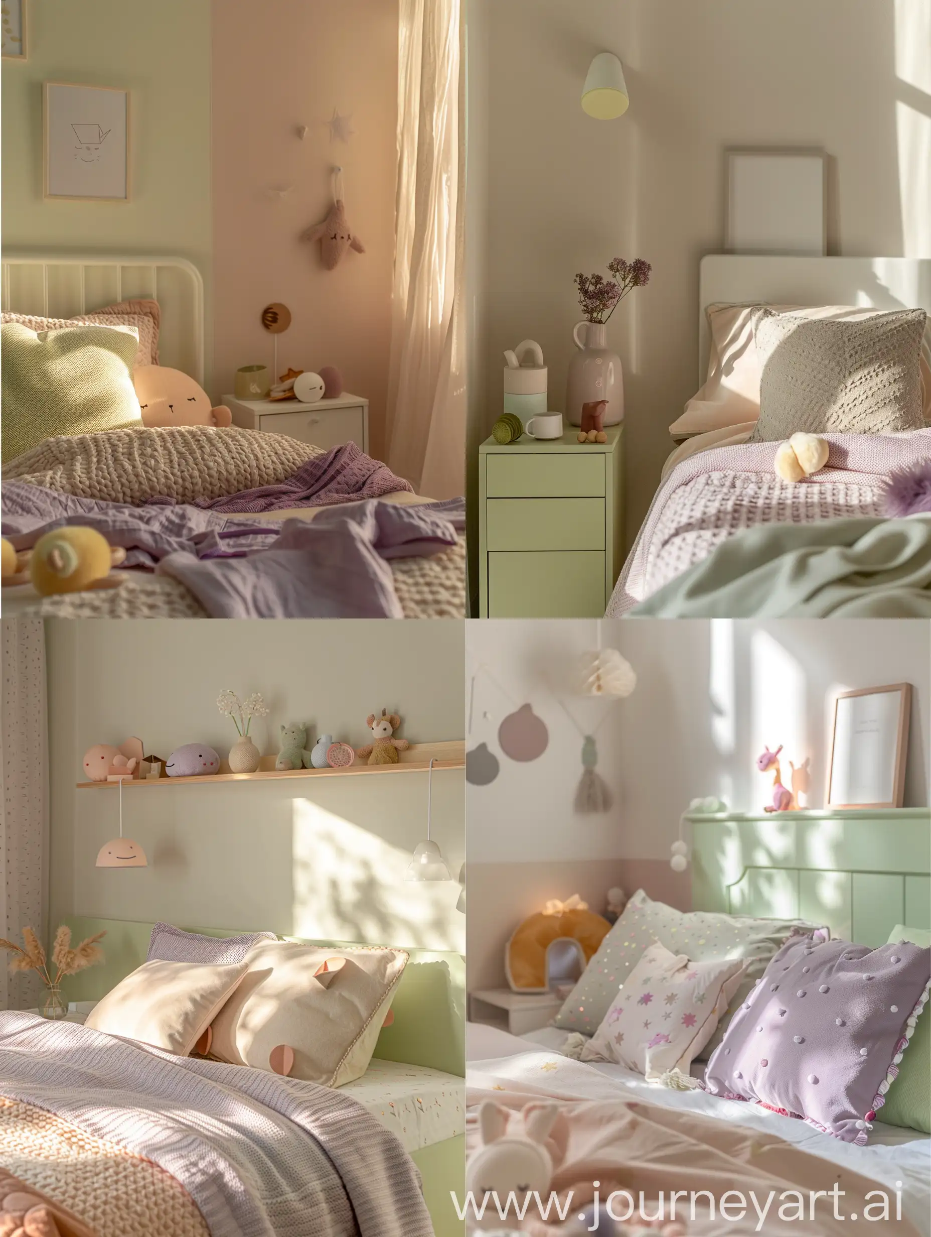Modern-Little-Girls-Bedroom-with-Light-Lime-and-Lilac-Accents