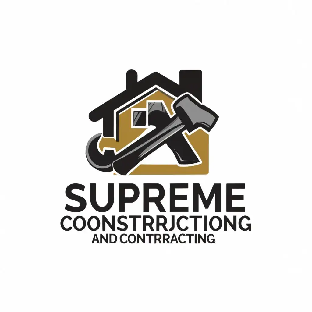 a logo design,with the text "supreme construction and contracting", main symbol:house repair and remodeling work,Moderate,be used in Construction industry,clear background