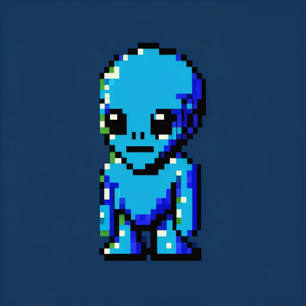 8 bit blue alien