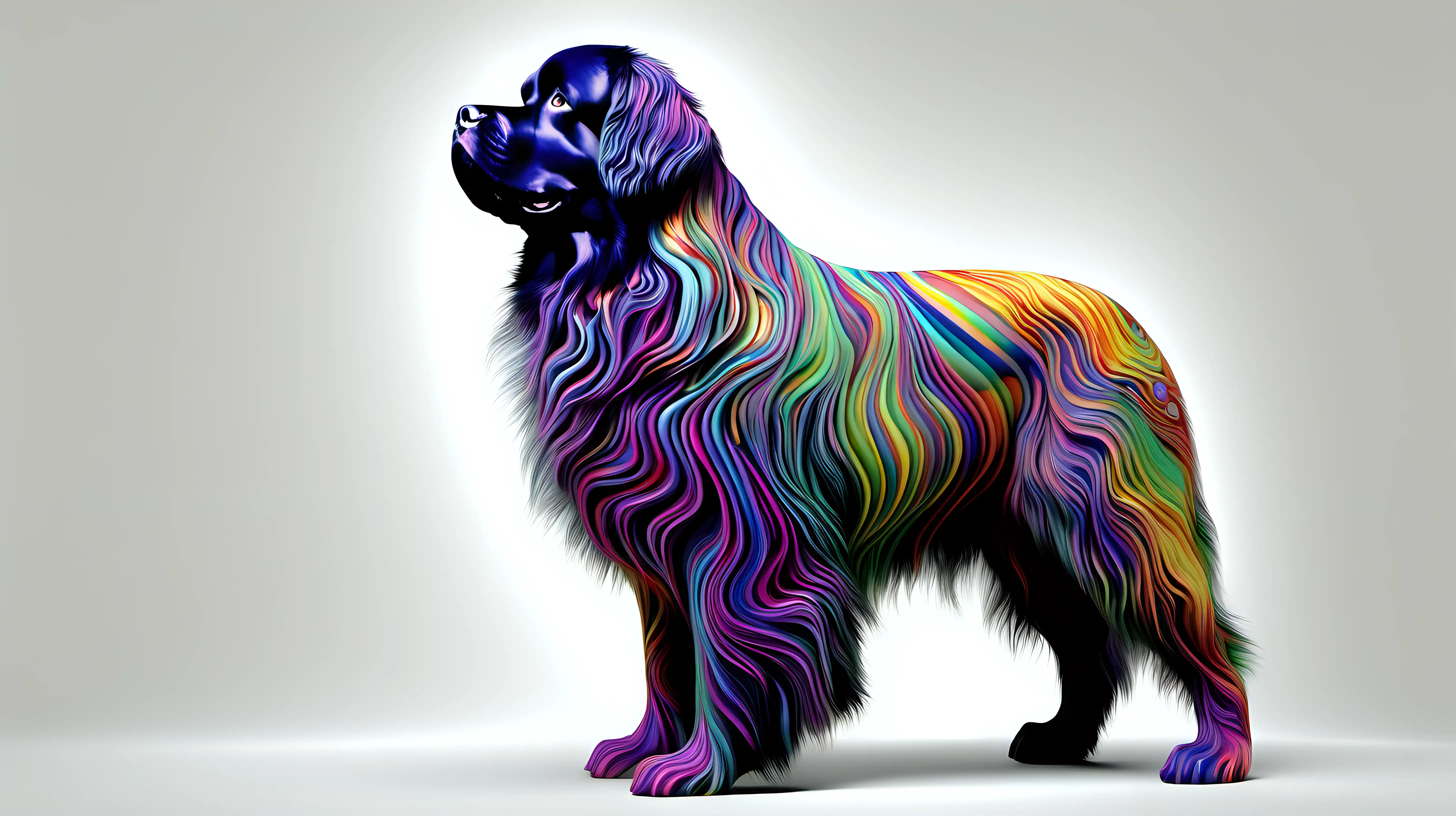 Vibrant FullBody Newfoundland Dog in Psychedelic Colors