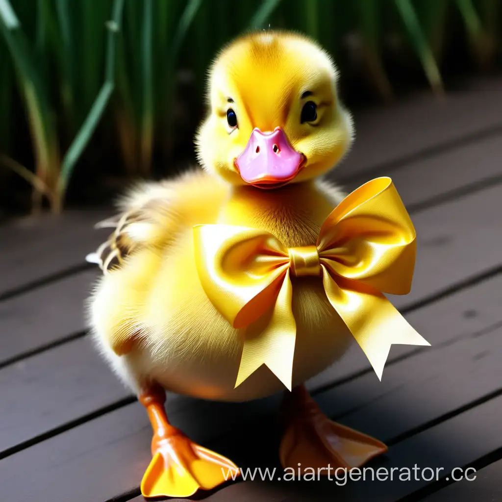 Adorable-Duckling-Wearing-a-Stylish-Oversized-Bow-Cute-Duckling-Fashion