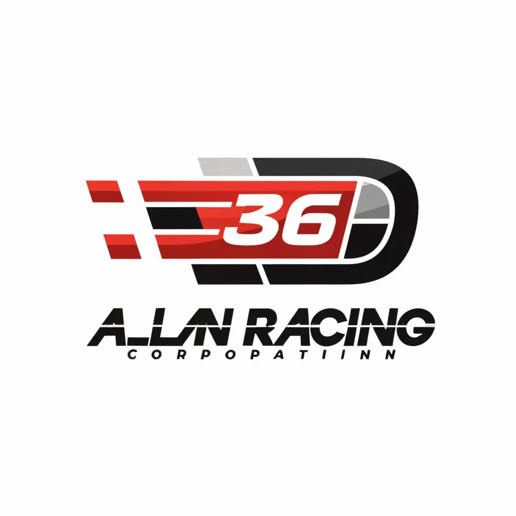 a logo design,with the text 'Alan Racing Corporation', main symbol:Arrow, n°36,Minimalistic,be used in Automotive industry,clear background