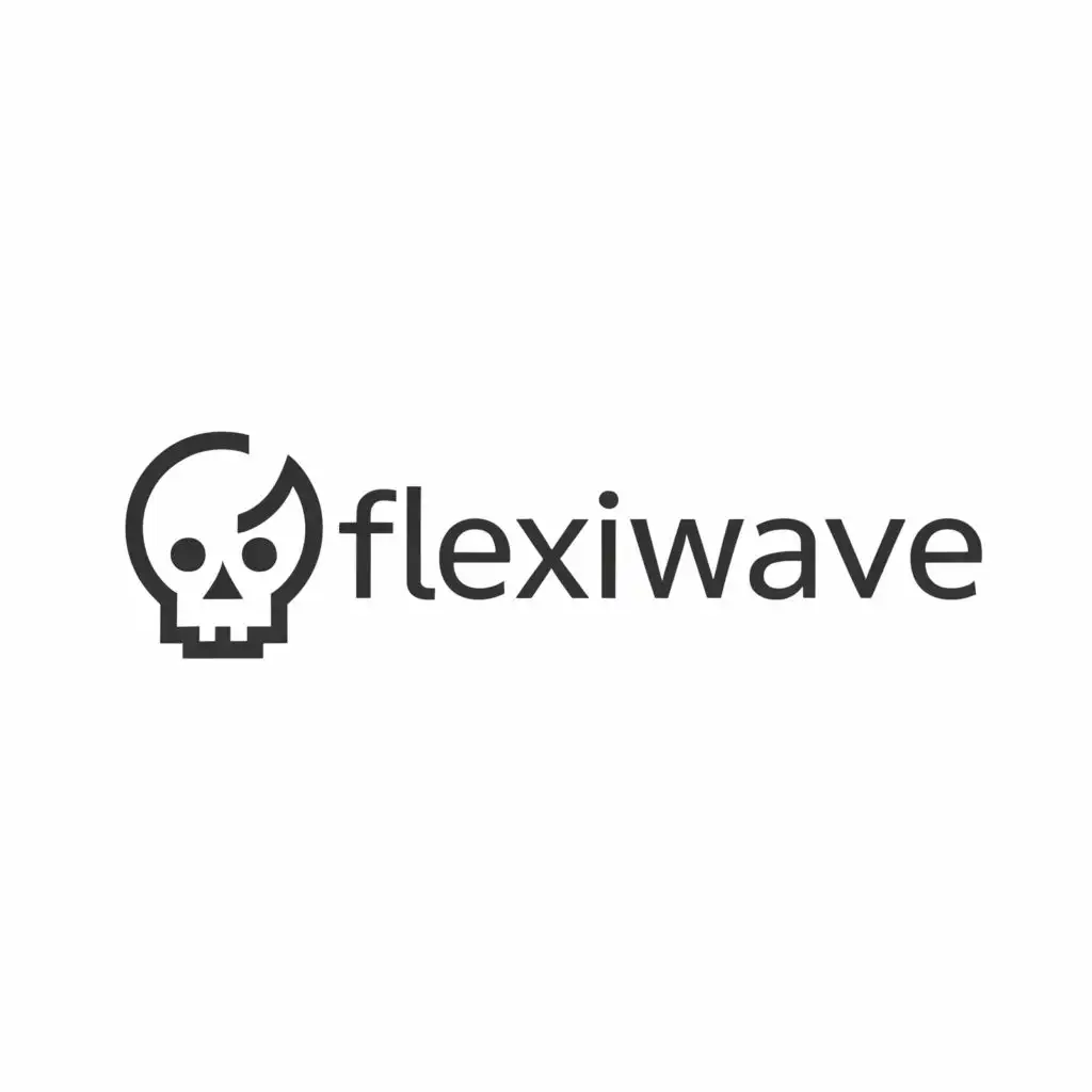 a logo design,with the text "FlexiWave", main symbol:skull,Minimalistic,clear background