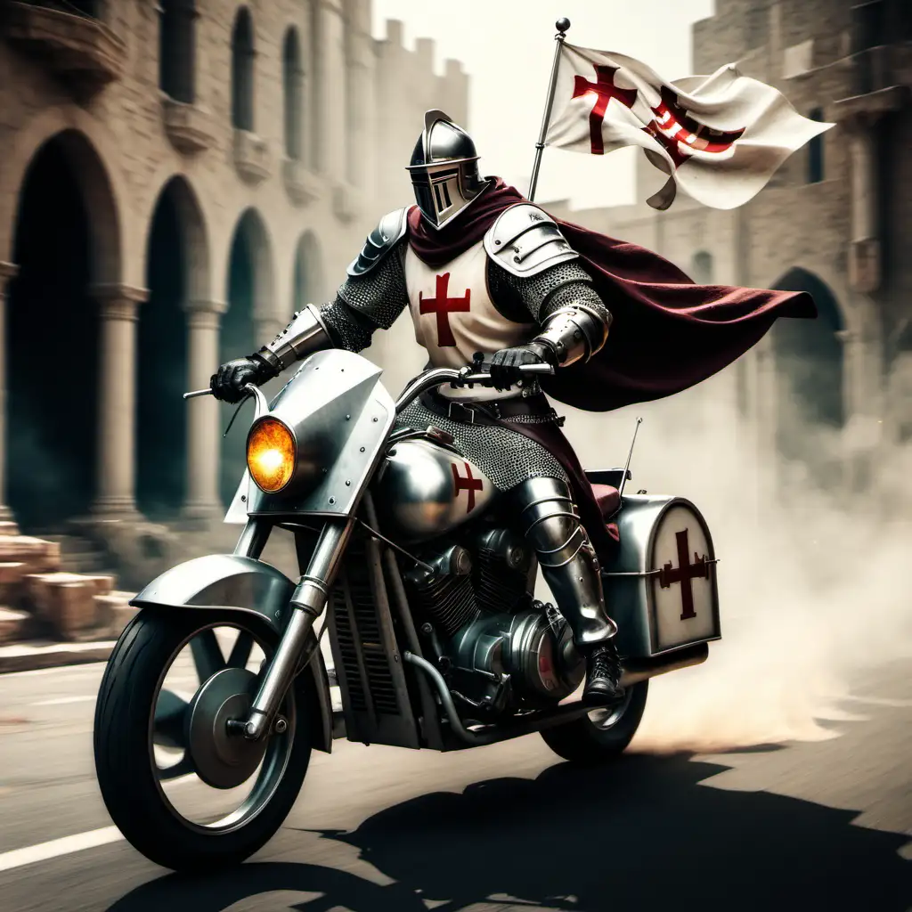 A male crusader riding a motorcycle 