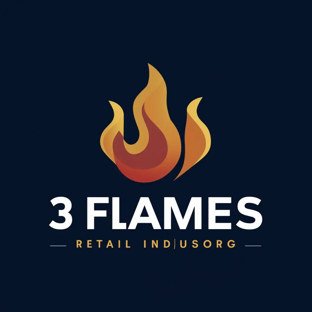 logo, Fire with 3 flames, with the text "3 Flames", typography, be used in Retail industry