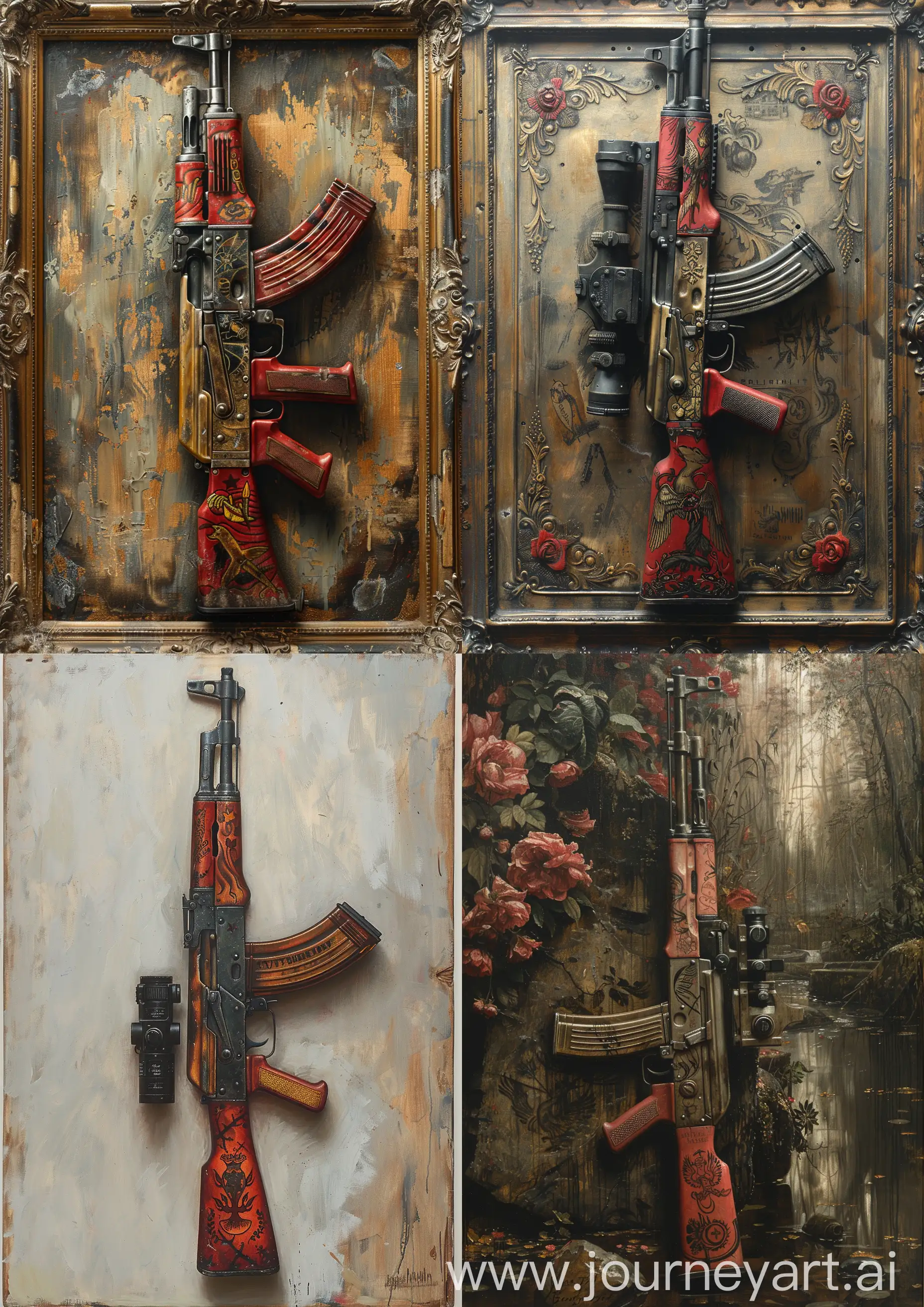 Edward-BurneJones-Tattooed-Kalashnikov-Rifle-Artwork-with-High-Tones-and-Detail
