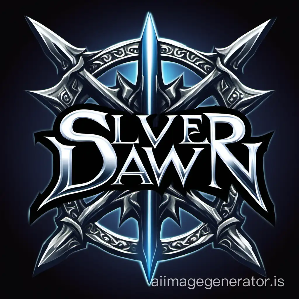 Logo for fantasy RPG game "Silver Dawn Text-RPG" 2D vector graphics