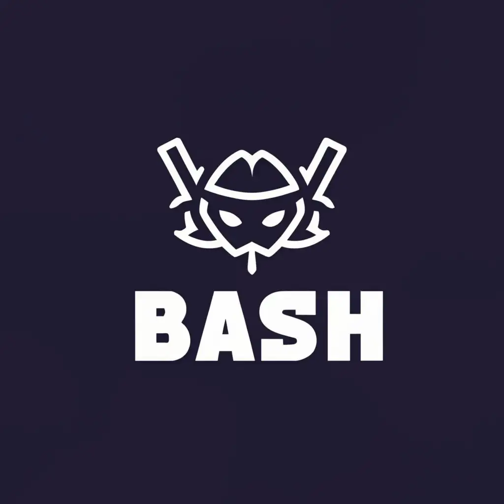 a logo design,with the text "bash", main symbol:ninja,Minimalistic,be used in Technology industry,clear background