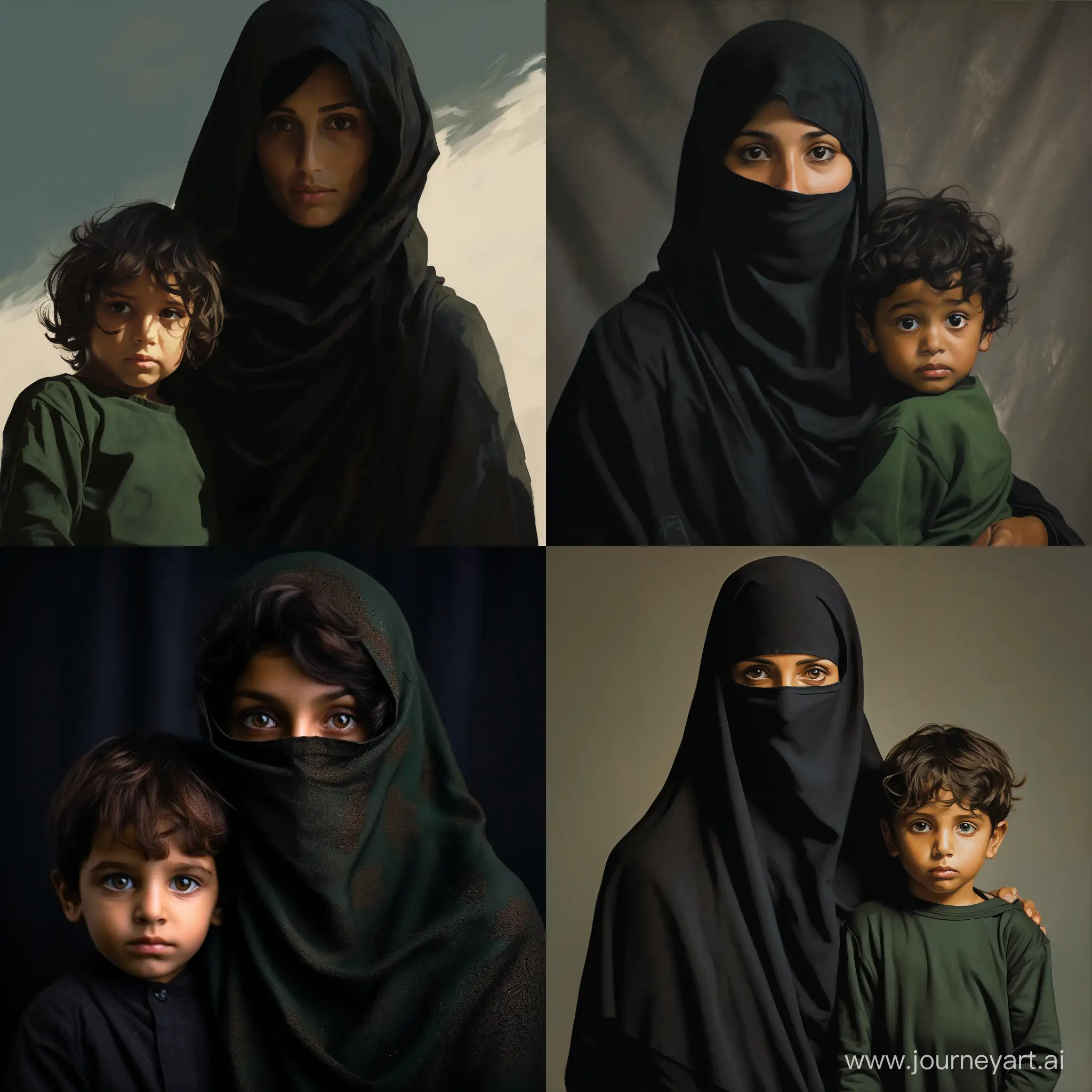 Muslim-Mother-and-CurlyHaired-Son-in-Black-Niqab-Heartwarming-Bond