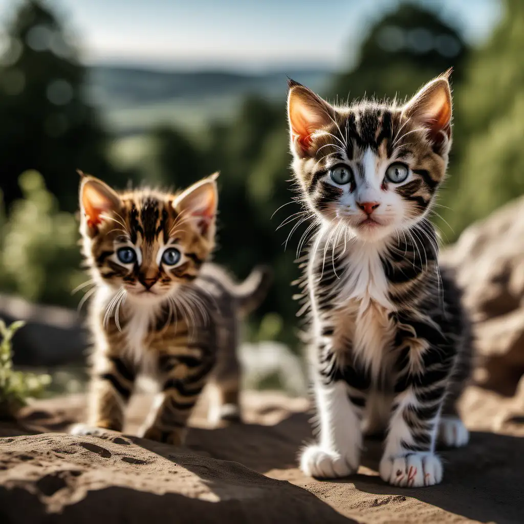 Stunning HighResolution Portrait of Kittens in Natural Landscape