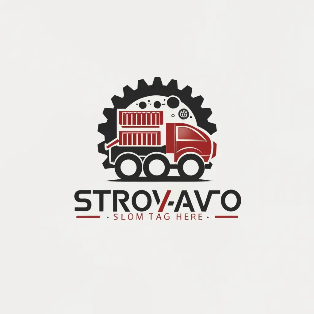 a logo design,with the text "OOO STROY-AVTO", main symbol:Shop selling auto parts for trucks, picture gear, truck,Сложный,be used in Автомобильная industry,clear background
