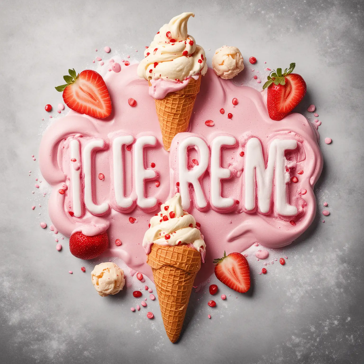 Delicious Ice Cream Logo Design with Fresh Strawberries