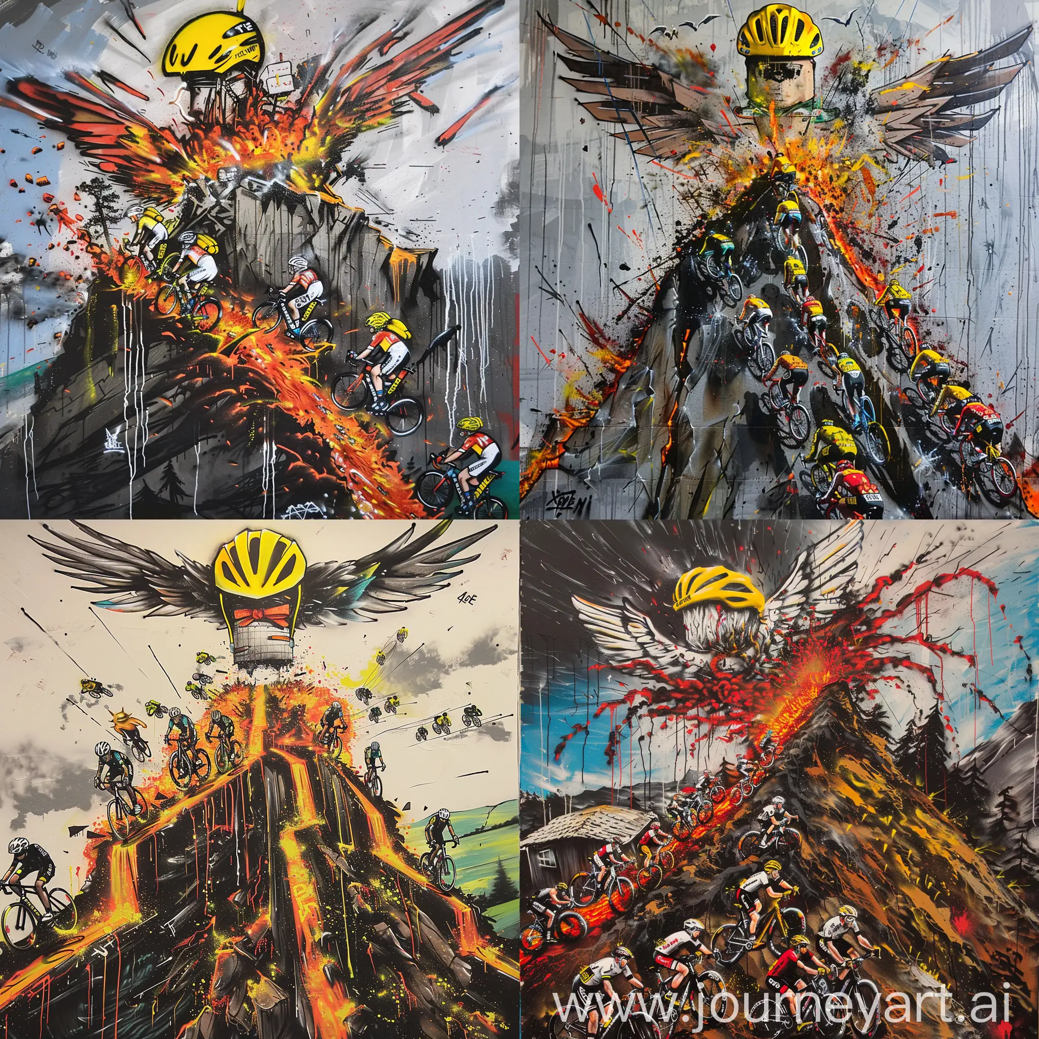 Volcanic-Ascent-Graffiti-Tour-de-France-with-Lava-and-Flying-Farm
