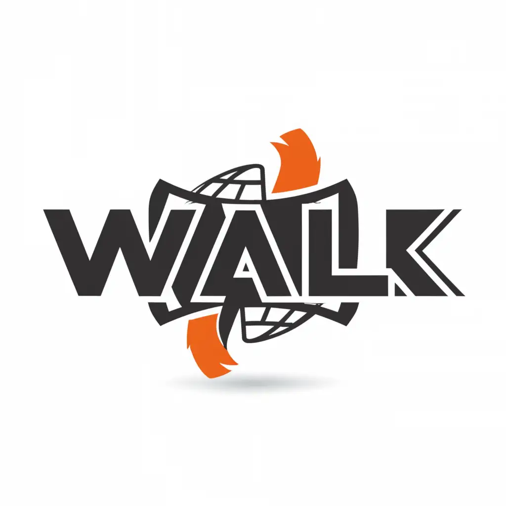 a logo design,with the text "walk", main symbol:world ball,complex,clear background