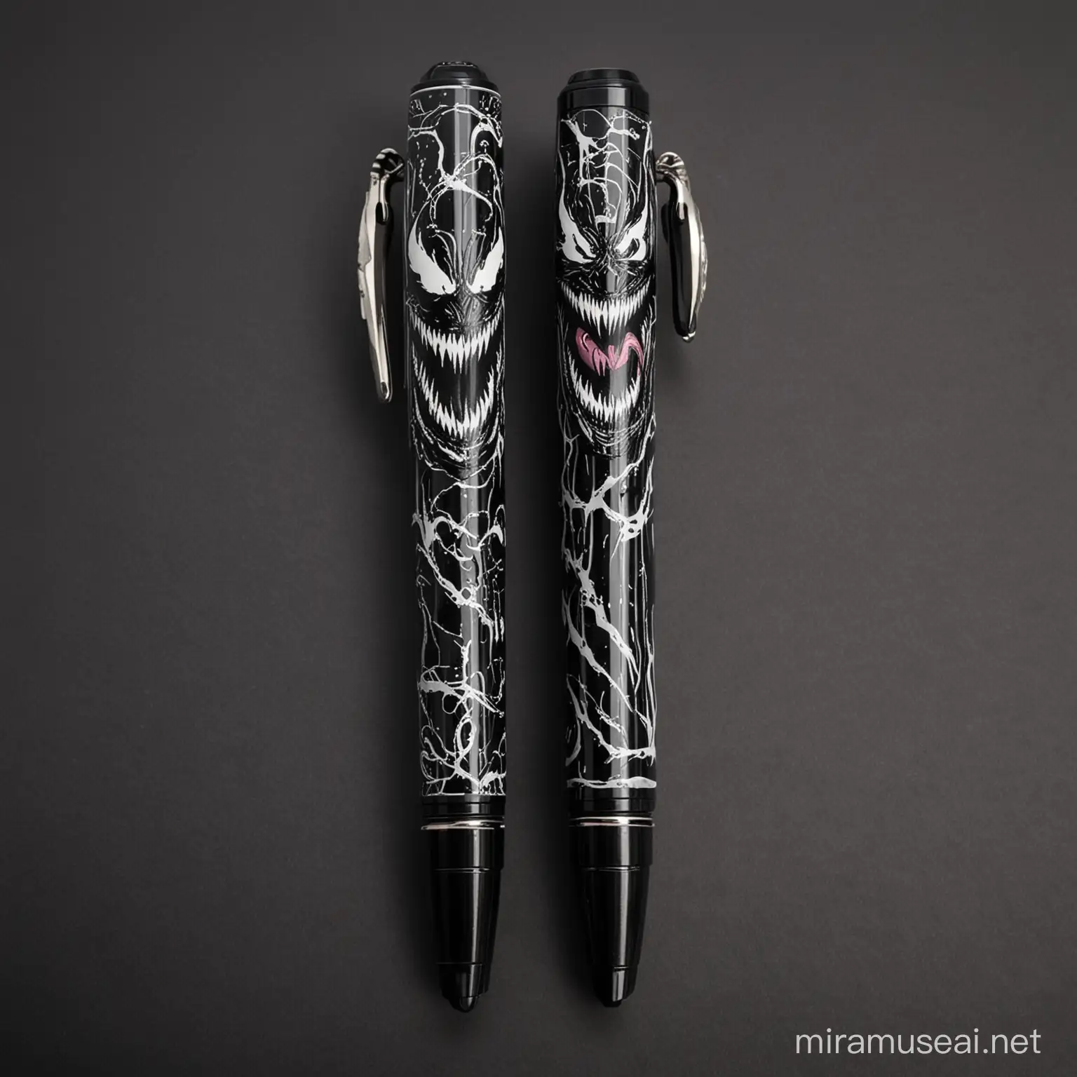 Venom Marvel Style Fountain Pen Drawing Dark Symbiotic Ink Art