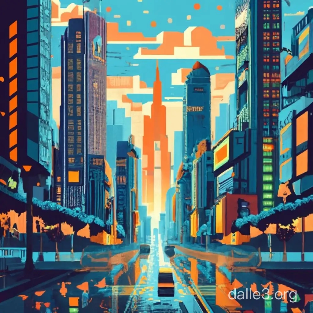 Futuristic Cyberpunk Cityscape Pixel Art | Dalle3 AI