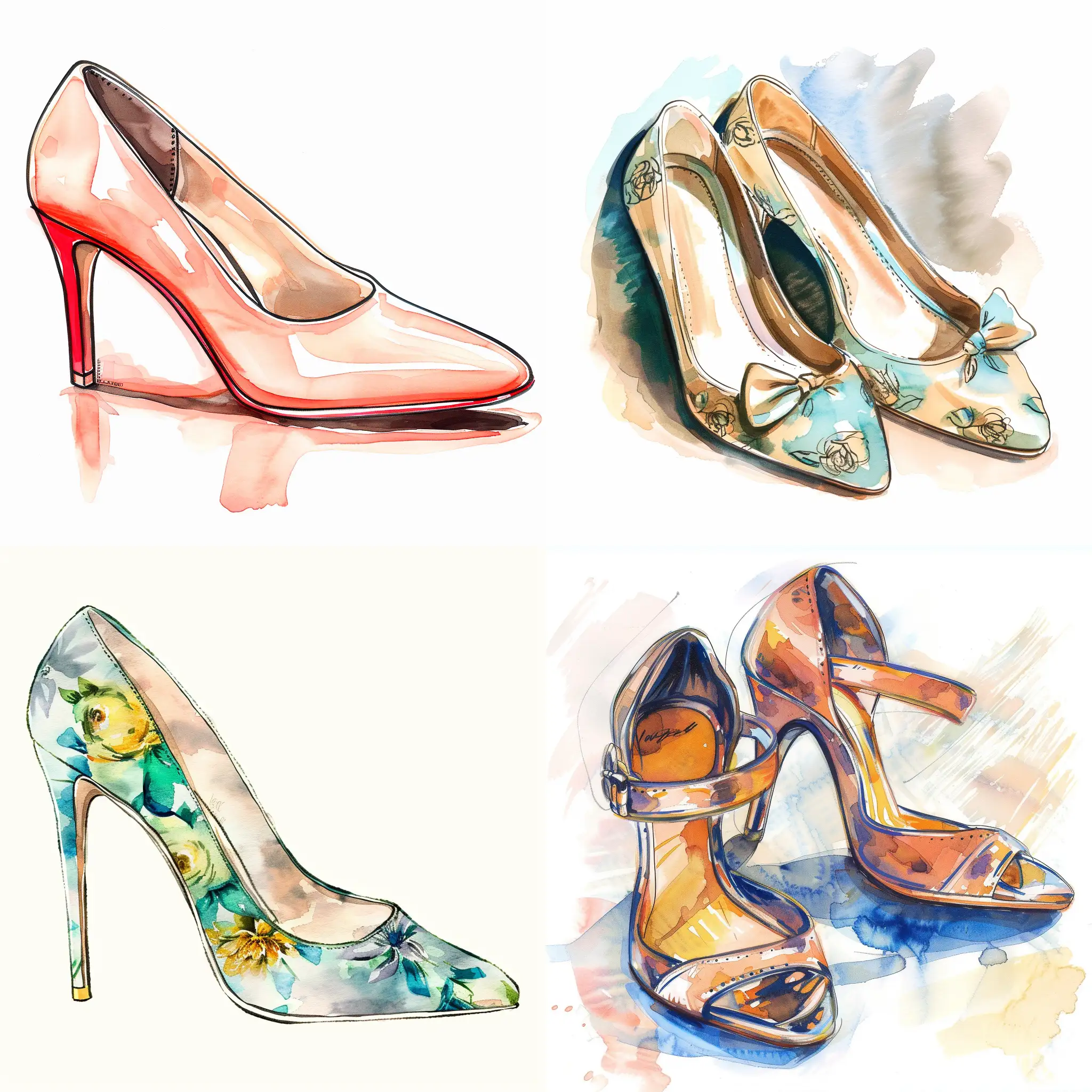 Fashion illustration, fashionable, beautiful women's shoes