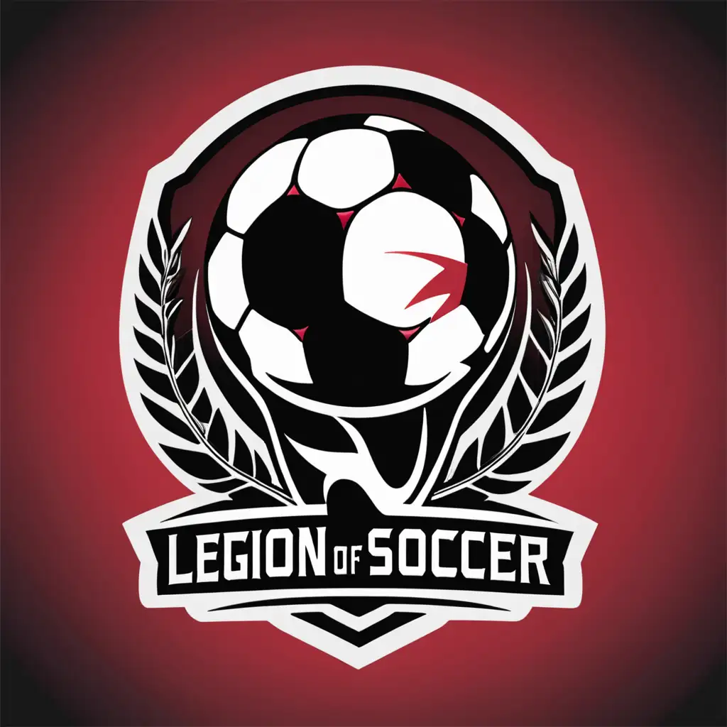 create a logo saying "LEGION OF SOCCER", and only use the colors red and black.

