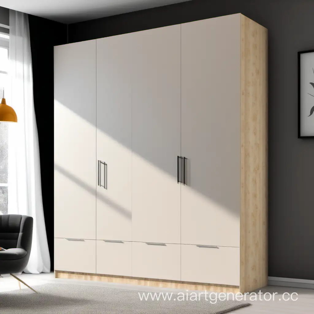 Modern-160cm-Height-Laminated-Chipboard-Wardrobe-without-Plinth