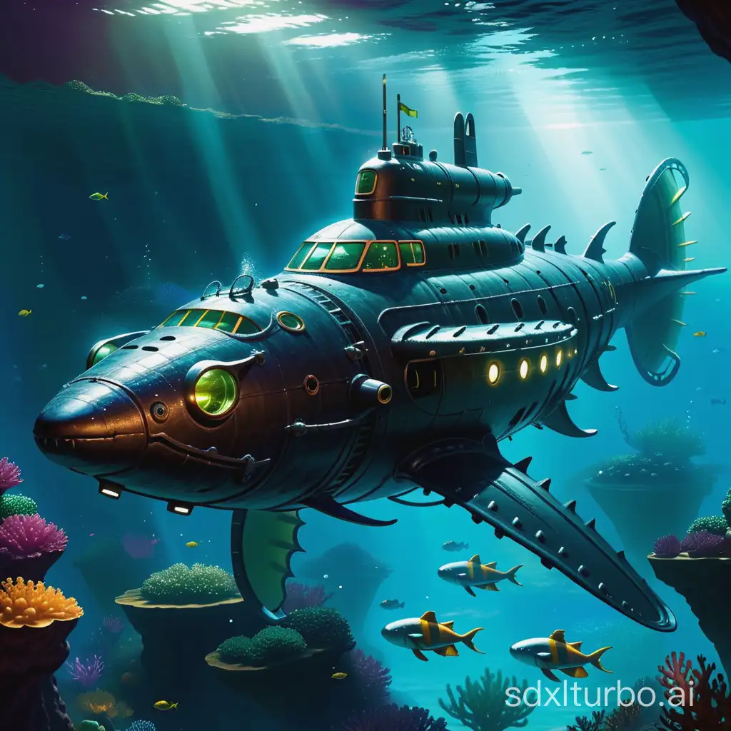 Futuristic-Dragon-Submarine-Exploring-Underwater-Realm