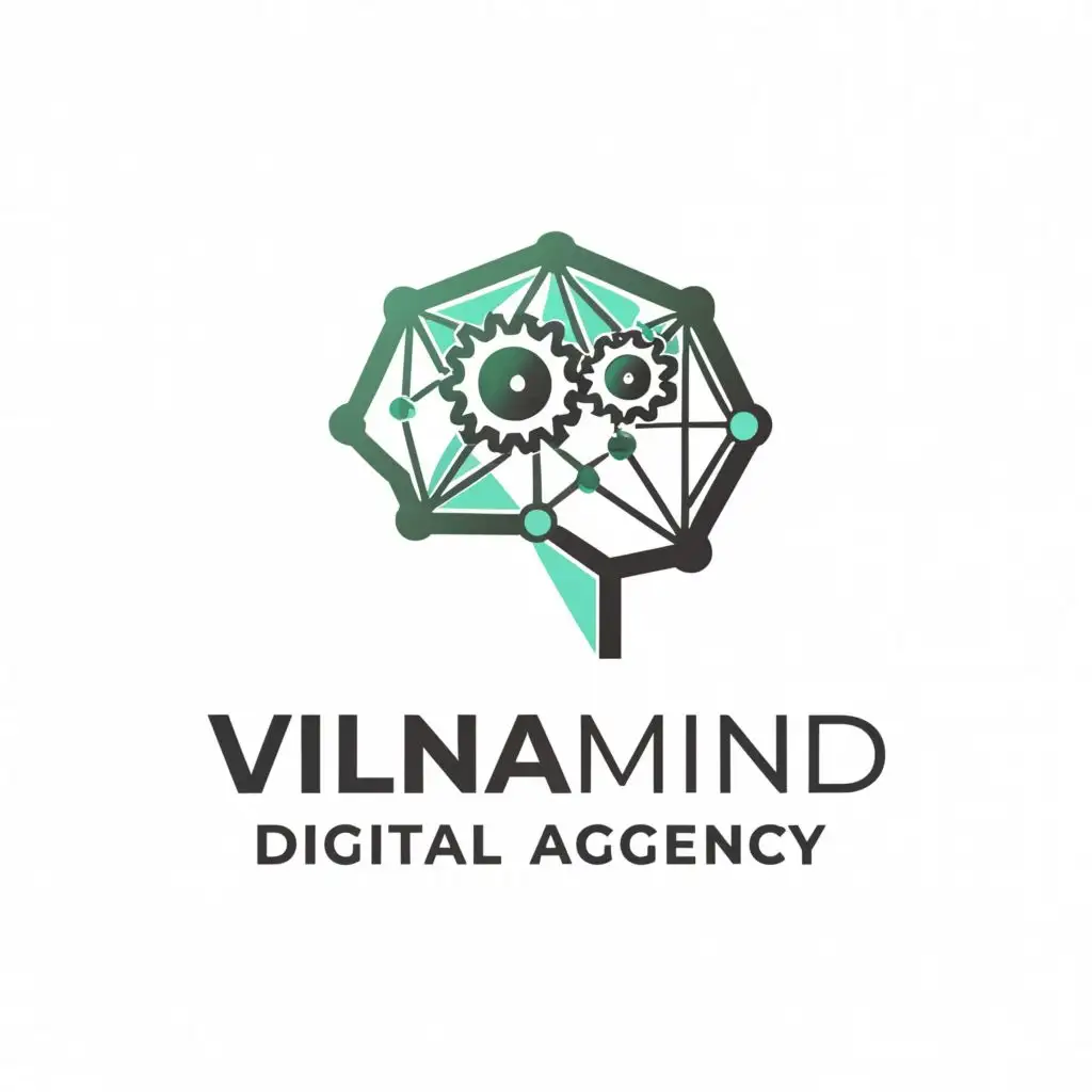 a logo design,with the text "VilnaMind Digital Agency ", main symbol:Brian AI,Moderate,be used in Technology industry,clear background