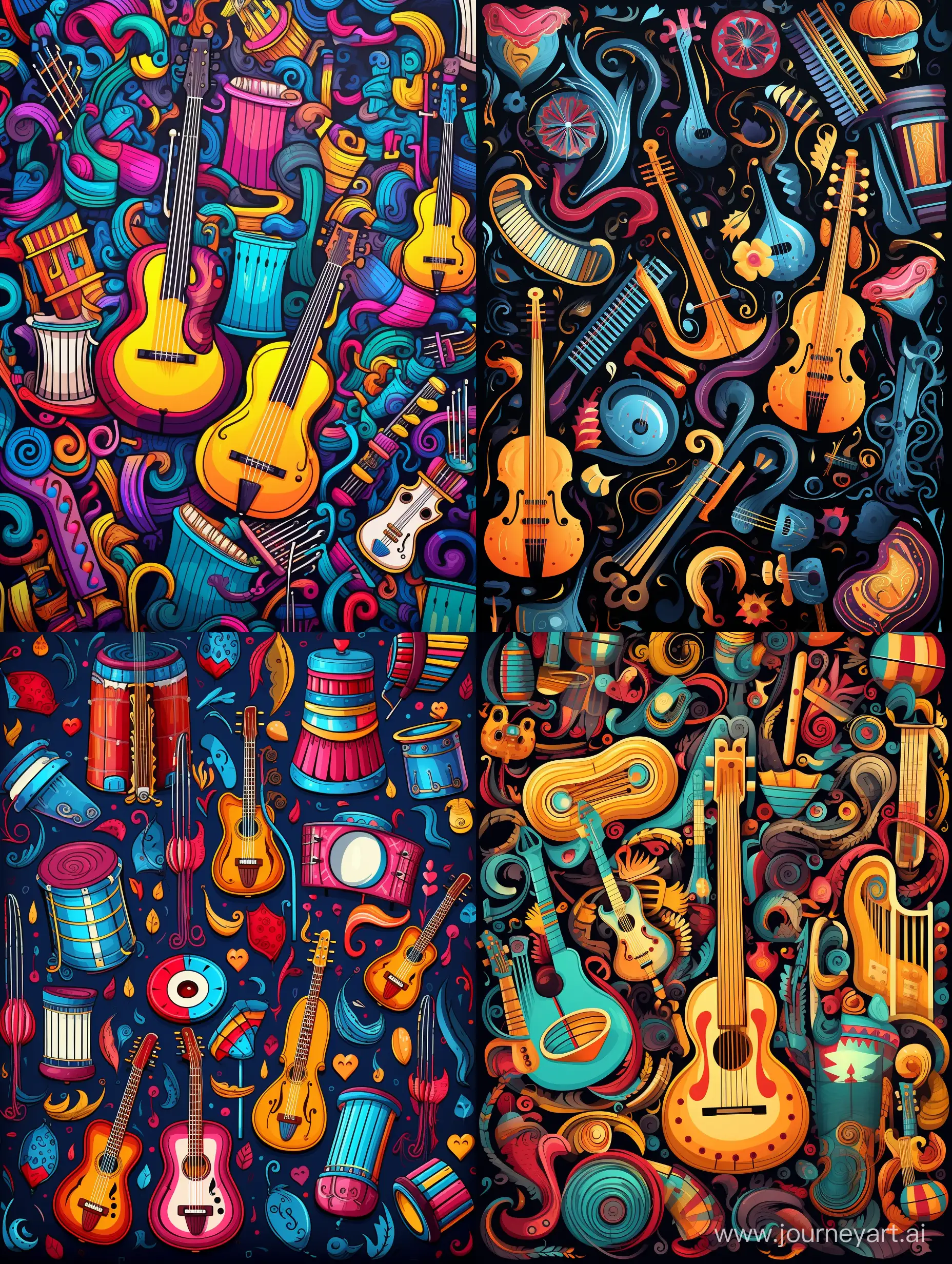 Vibrant-Cartoon-Musical-Notes-and-Instruments-Composition